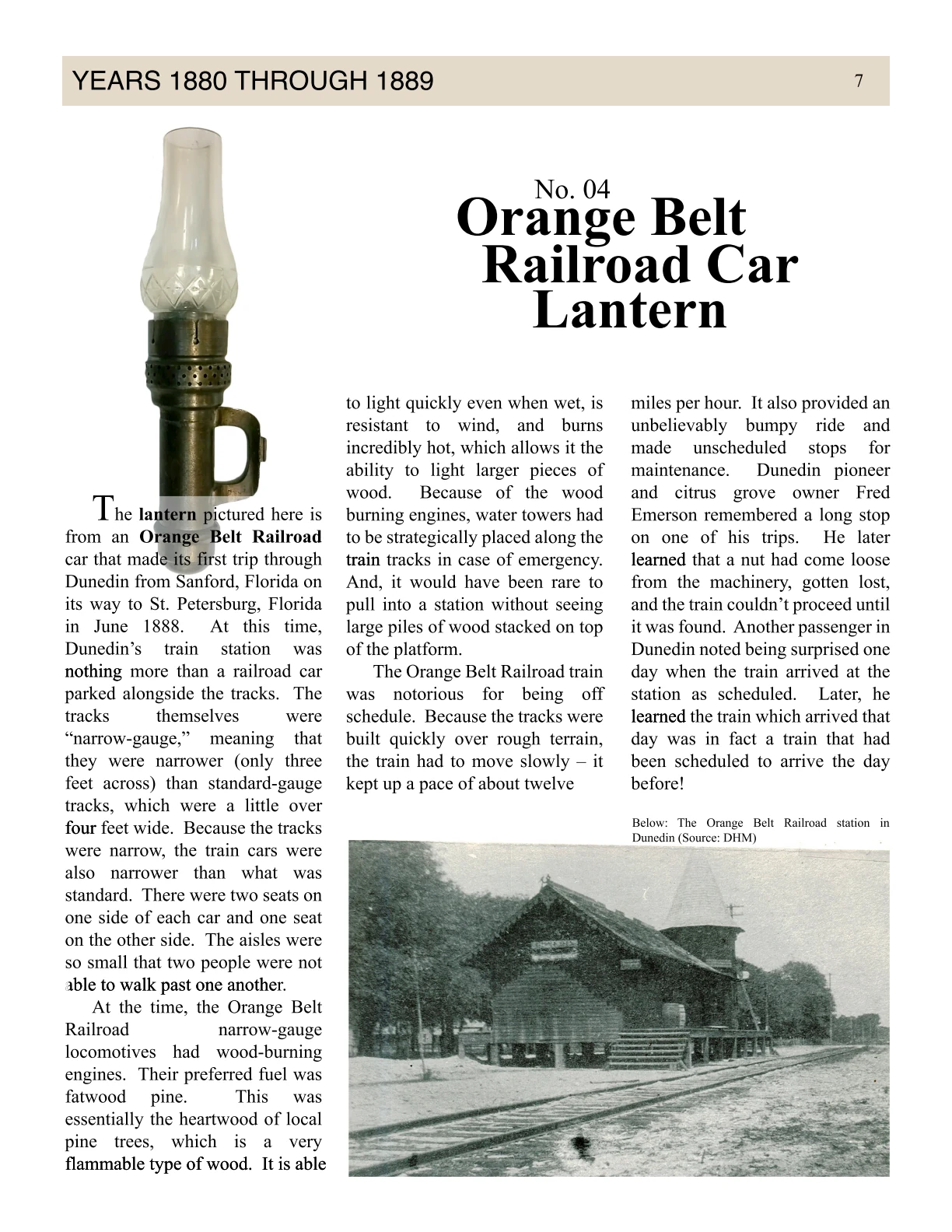 Interior layout: Orange Belt Railroad car lantern