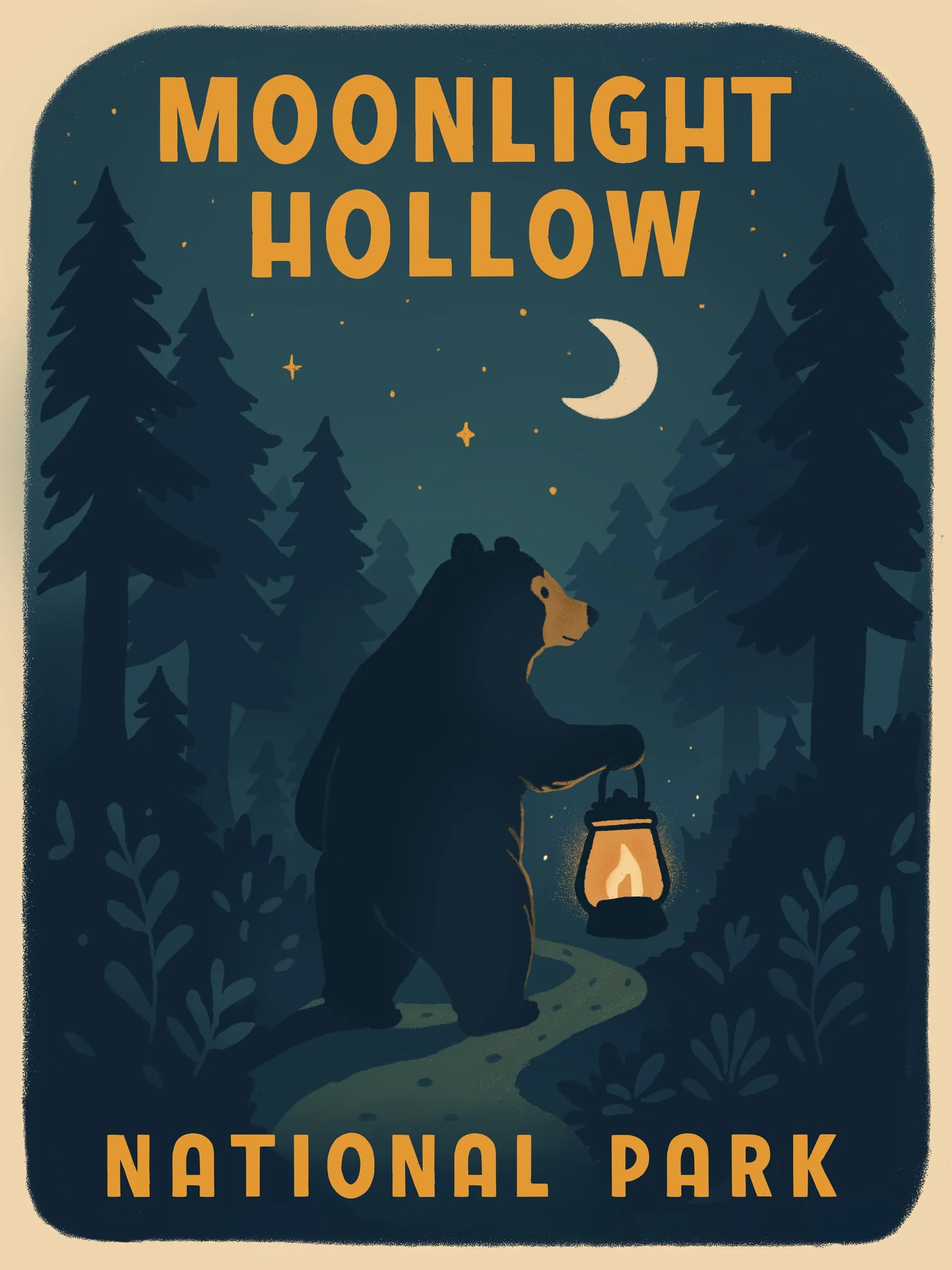 Moonlight Hollow National Park: illustrated poster