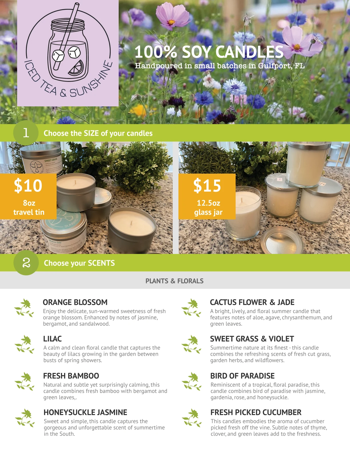 Iced Tea & Sunshine: soy candle flyer