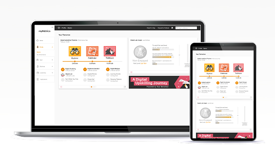 A laptop and a tablet displaying the Your Tomorrow dashboard